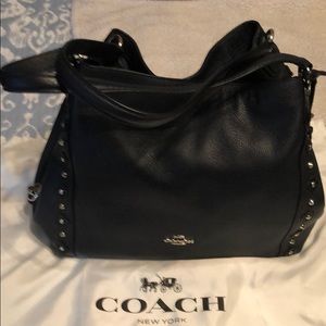 Coach navy studded flower detail shoulder bag